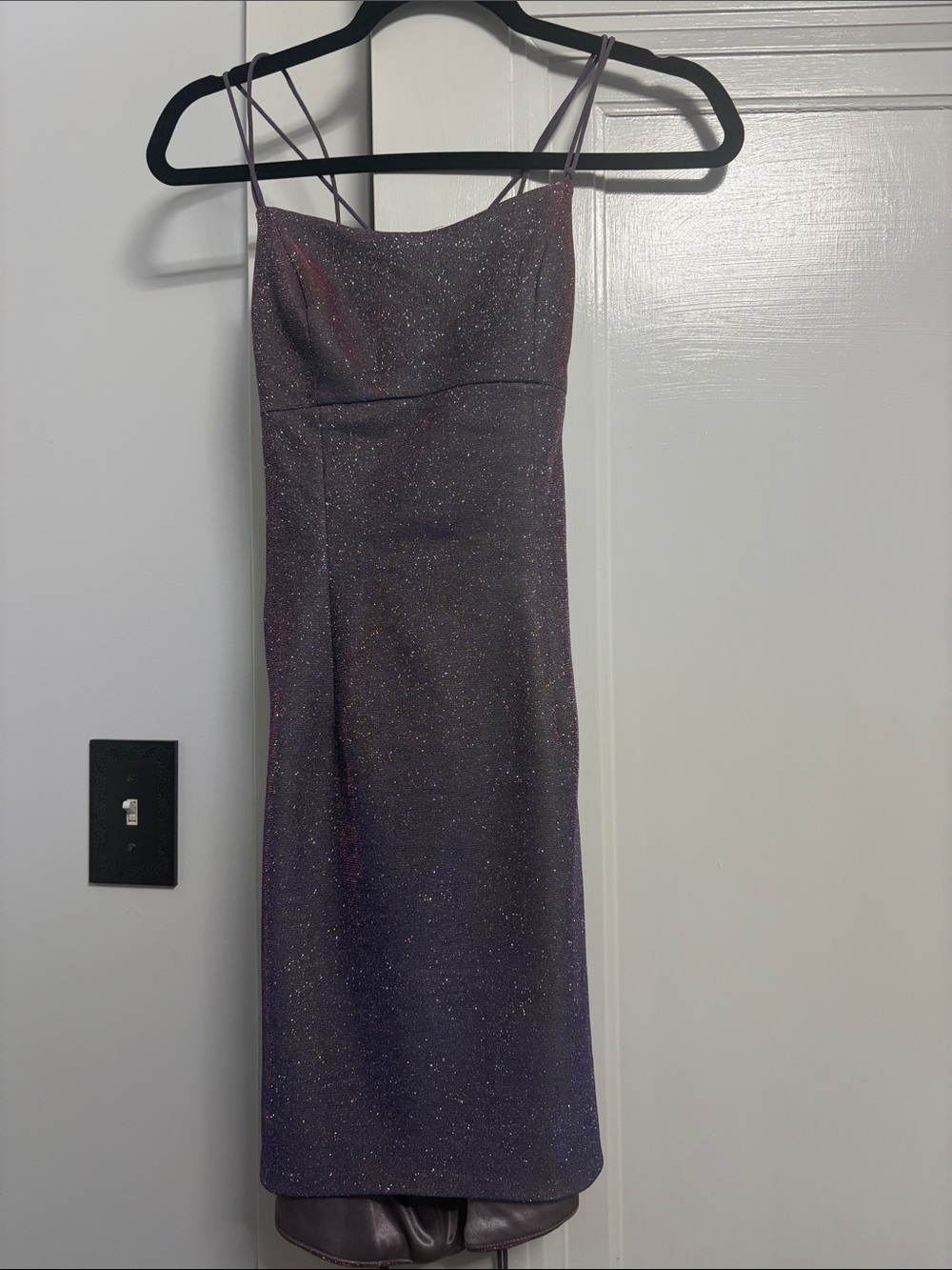 Glitter Slip Prom Dress in Lavender Purple